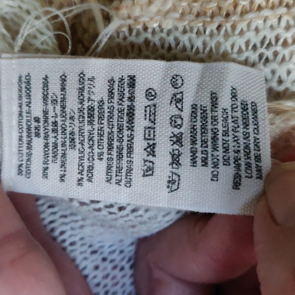 FREE PEOPLE Striped Tunic Sweater Cream Coral Rose M - Picture 9 of 9